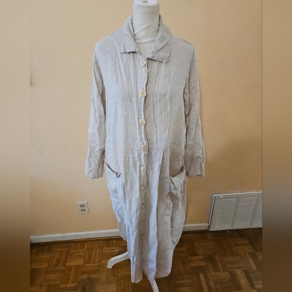 Flax By Jeanne Engelhart Linen Dress Vintage Tunic Small